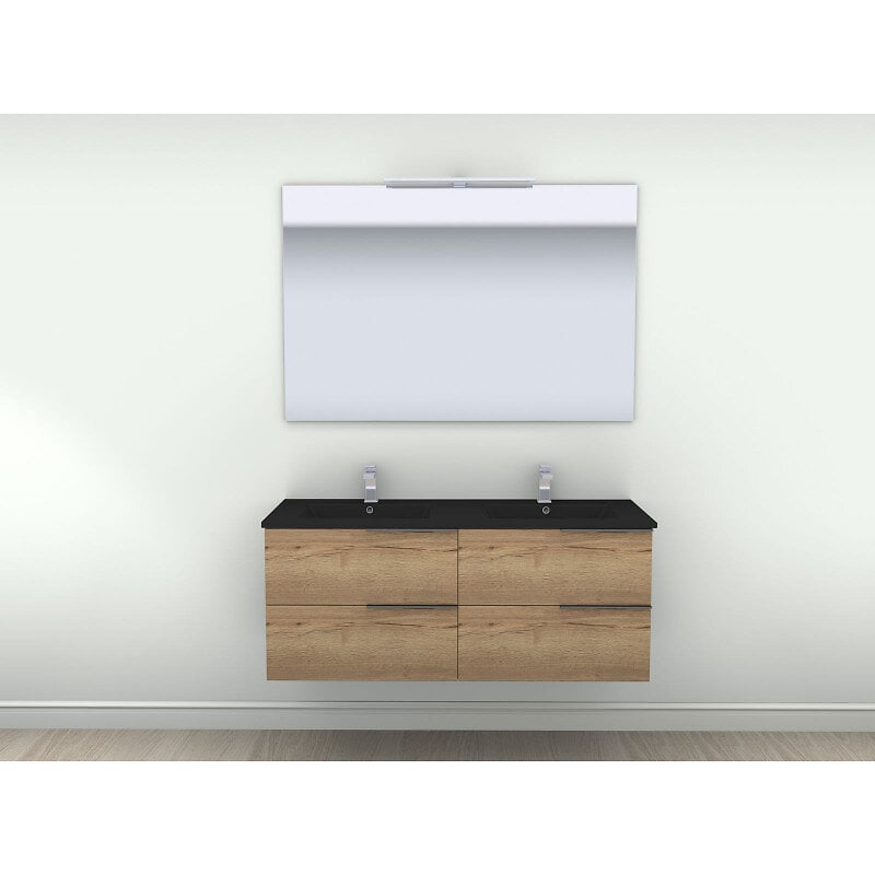 Meuble salle de bain Pallas avec vasque + miroir chêne clair 80cm - ONDEE -  Mr.Bricolage