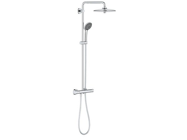 Colonne de bain/douche thermostatique avec pommeau + douchette 3 jets +  flexible + barre réglable, Grohe Vitalio Joy System 260