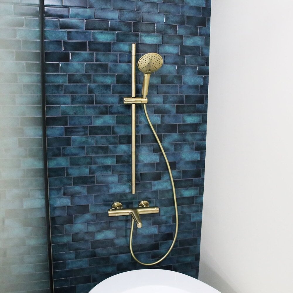 Pommeau de douche mural avec douchette vario et flexible de douche 1,25m -  Blanc/Chromé - Cdiscount Bricolage