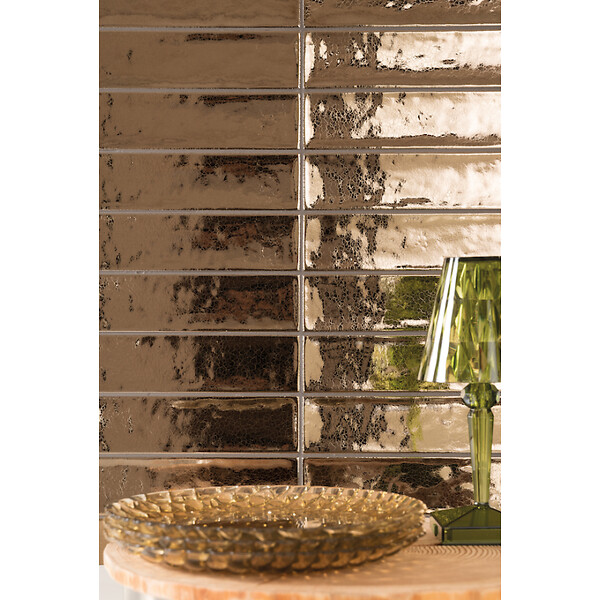EIFFEL ART CONSTRUCTION - Carrelage mur effet zellige doré 6,5x26,6 cm CROMIA26 ORO - large