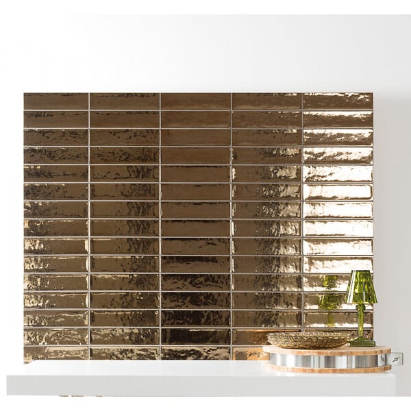 EIFFEL ART CONSTRUCTION - Carrelage mur effet zellige doré 6,5x26,6 cm CROMIA26 ORO - large