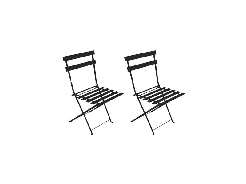 lot de 2 chaises de jardin pliantes bistrot - noir