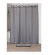 TENDANCE - Rideau de douche avec anneaux intégrés 180 x 200 cm Gris et Noir - vignette