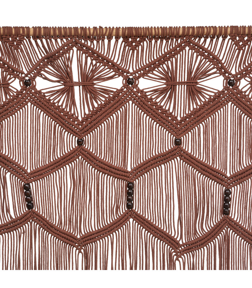 ATMOSPHERA - Rideau fil macramé en Coton marron cannelle et perles en bois 90 x 200 cm - large