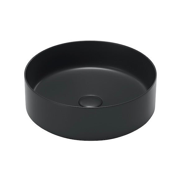 STANO - Vasque à poser ronde en céramique MENDOZA noir mat Ø36 cm - large