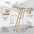 Matisere - Escalier bois coupe feu 60min - 2.80m sous plafond - Trémie 60x120cm - LWF60/60120-280 - vignette