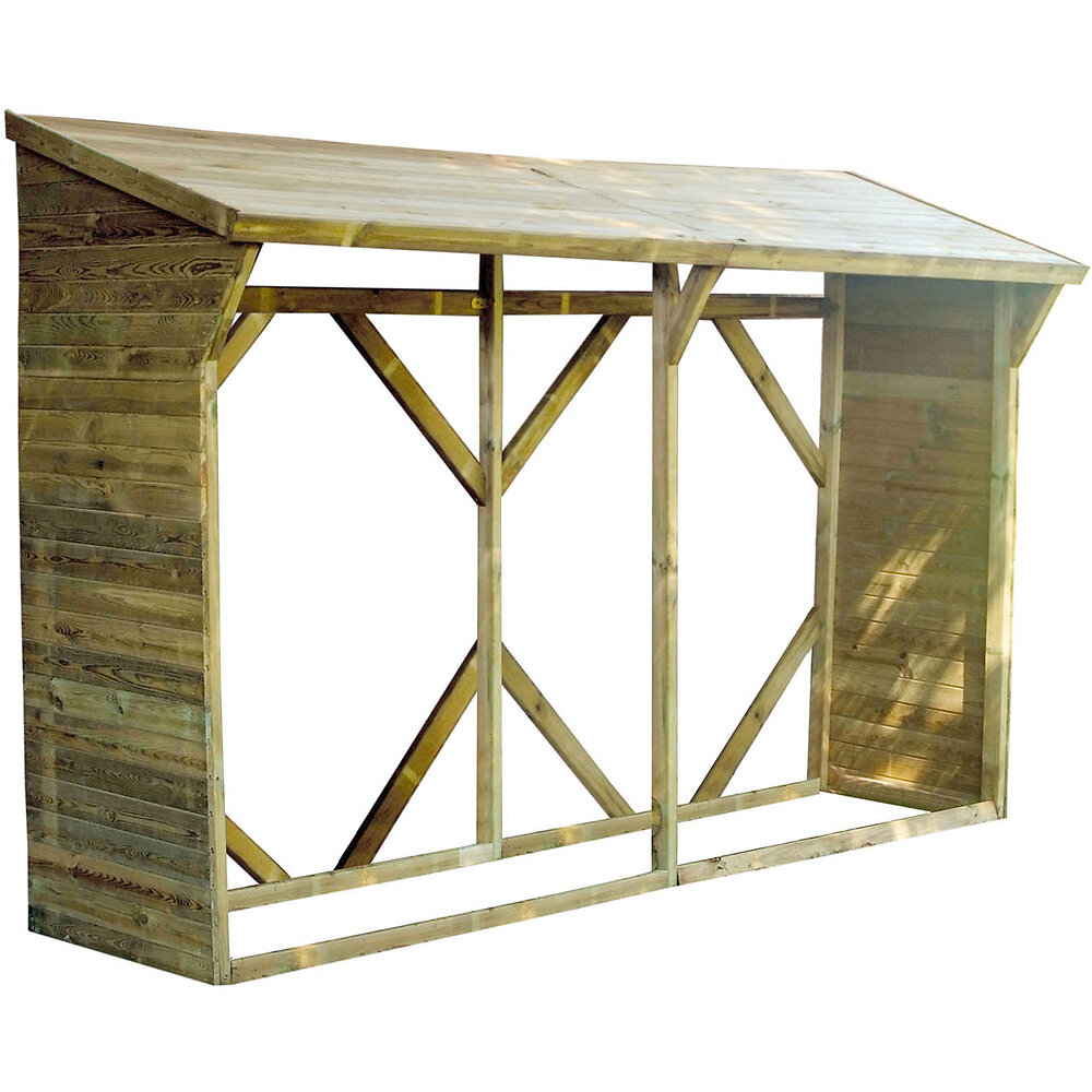 FOREST STYLE - Bûcher en bois MEMPHIS XL 4m3, toit avec pente - large