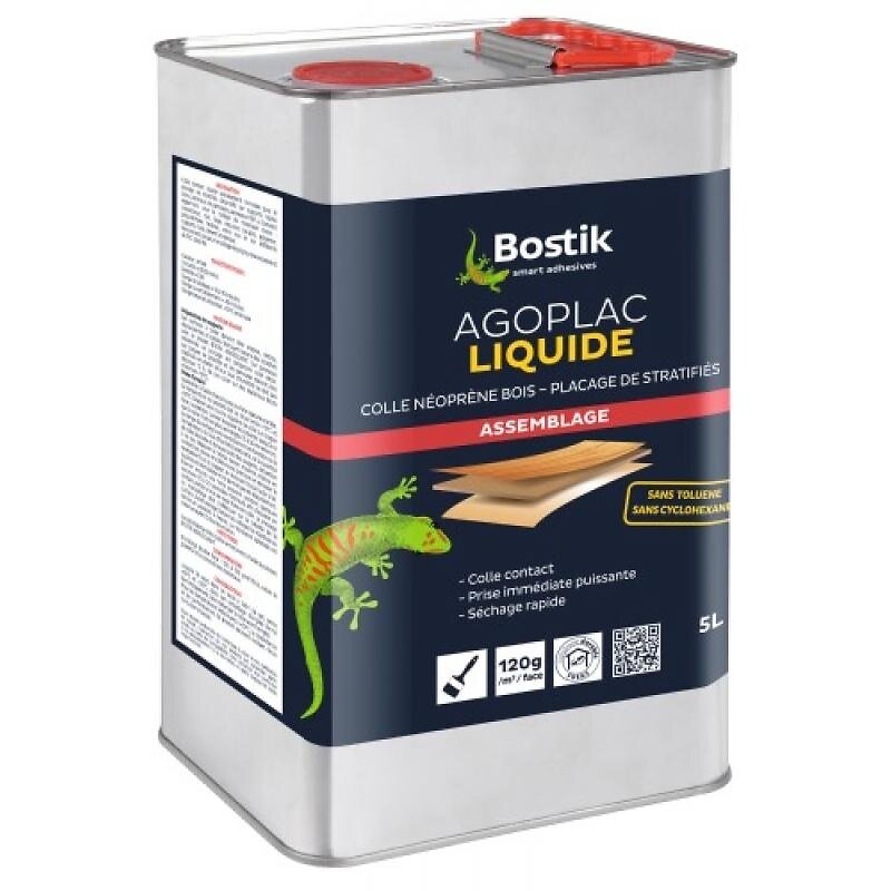 BOSTIK - Colle contact AGOPLAC liquide bidon de 1 litre - large