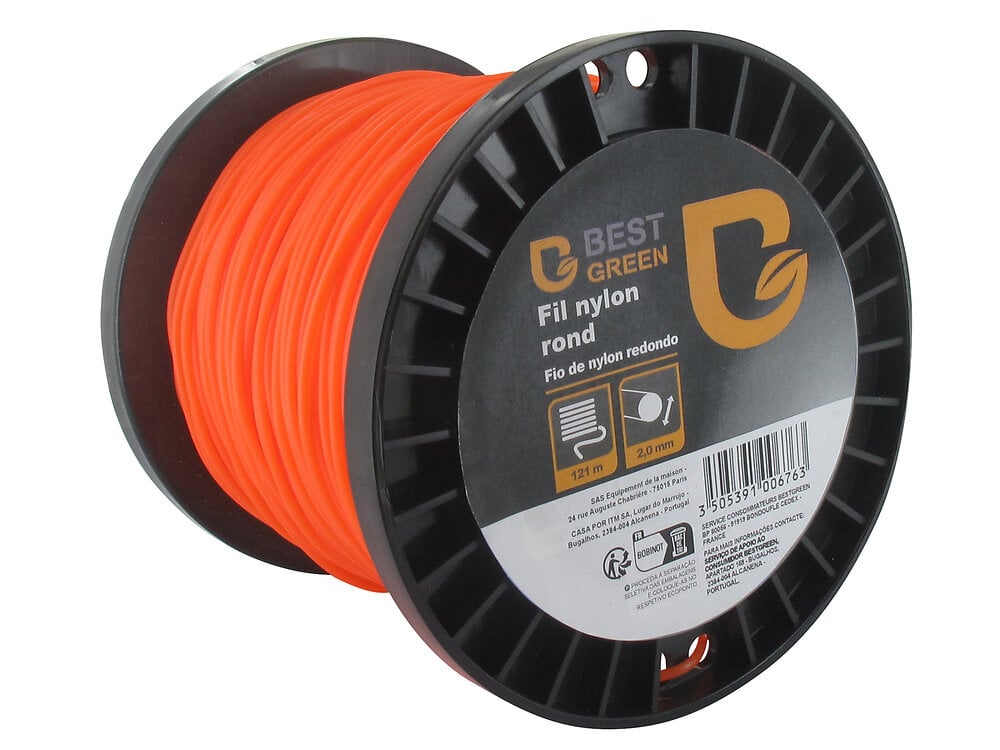 BESTGREEN - Bobine fil débroussailleuse nylon rond - Orange - 2mmx121m - large
