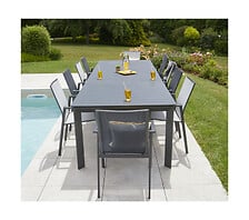 SEYCHELLES XL MINEA - Ensemble table et chaises de jardin - 12 places - Gris Perle