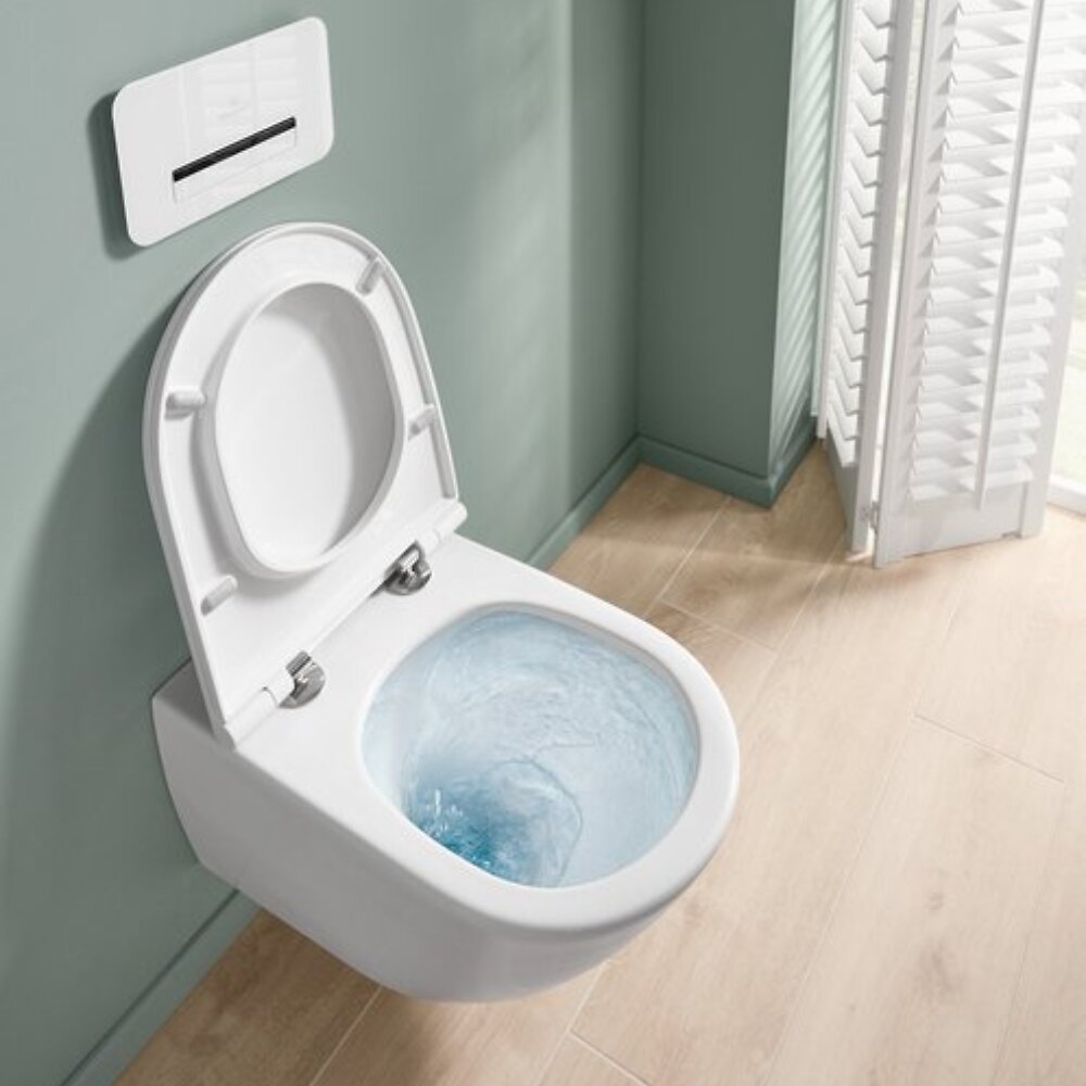 VILLEROY_ET_BOCH - Lot WC suspendu Universo TwistFlush avec bâti et plaque GROHE, blanc, blanc - large