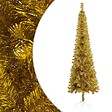 VIDAXL - vidaXL Arbre de Noël mince avec LED et boules Doré 120 cm - vignette