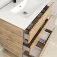 AURLANE - Meuble de salle de bains 80cm 3 Tiroirs_Chêne Industriel + Vasque céramique blanche - TIMBER 80 - vignette