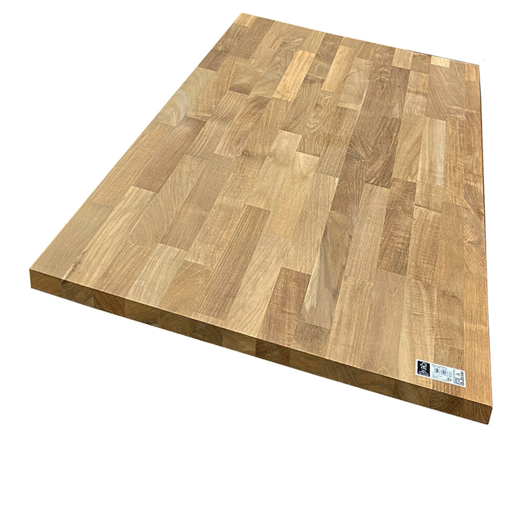 FORESTEA - Plan de travail teck massif lamellé collé abouté 3000 x 650 x 36 mm - FSC 100% - large
