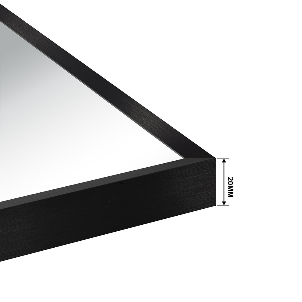 AICA SANITAIRE - Miroir rectangulaire noir mat suspendu horizontalement et verticalement 80*60cm - large