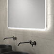 AURLANE - Meuble salle de bains 120cm Chêne et noir, Vasques rondes Ø36cm et Miroir Led 120x70 - OMEGA - vignette