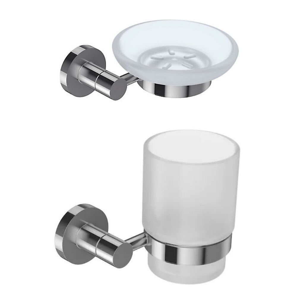 Porte savon Classique, Chrome + Portegobelet Classique avec verre, Chrome Jacob Brico Cash