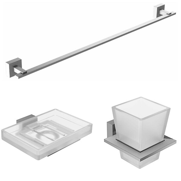 JACOB DELAFON Lot Porte savon Moderne, Portegobelet Moderne avec verre et Barre porte