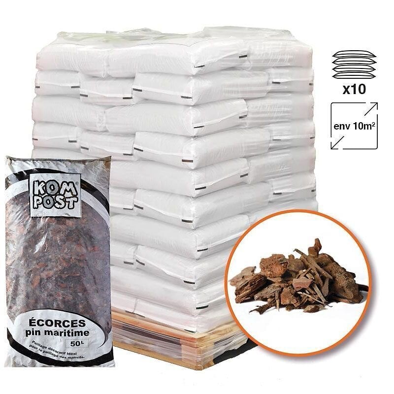 RACINE - Paillage végétal biodégradable écorces de pin maritime 10 sacs 50 L pour 10m2 - large