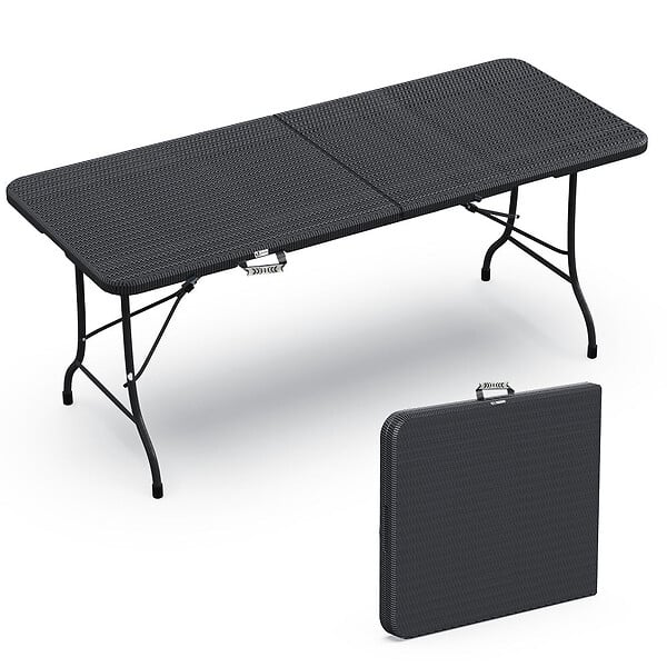 VOUNOT Table de camping pique nique pliable 180cm HDPE polyrotin