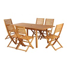 BEAU RIVAGE Ensemble repas PRATO  en bois d'eucalyptus 6 places 120-180 c ...