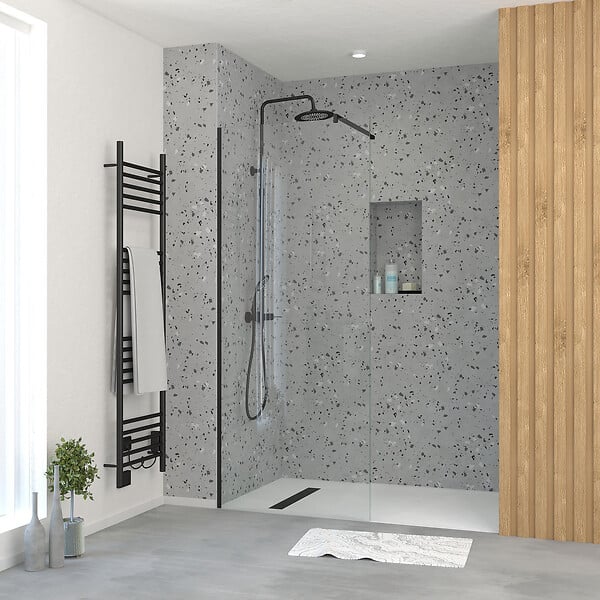 Cabine de douche 80 x 80 cm - style industriel - porte pivotante - Graphic  AURLANE