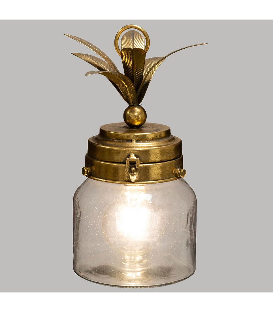 lampe led ananas en verre et métal doré