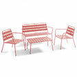OVIALA - Salon de  jardin 4 places et 1 table basse en acier argile - vignette
