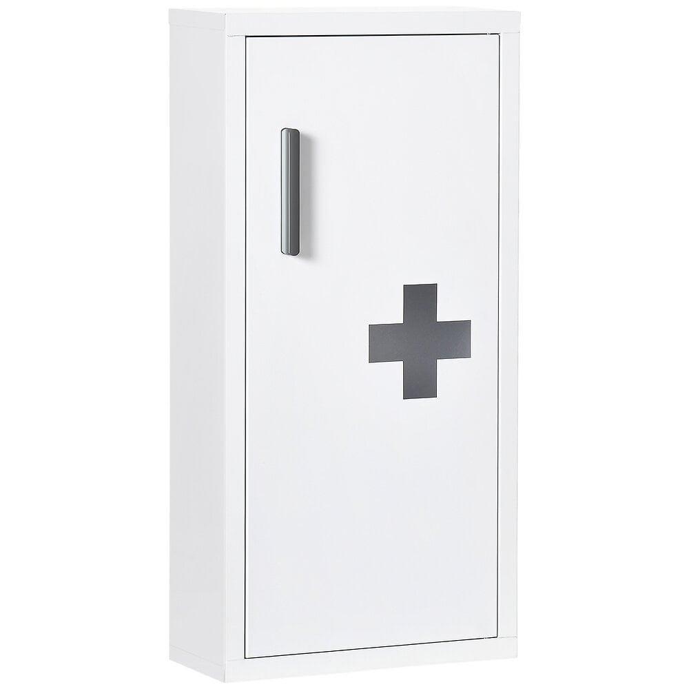 armoire à pharmacie 2 étagères 3 niveaux dim. 30l x 12l x 60h cm logo croix transparent acier blanc