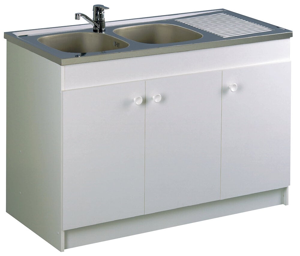 meuble sous évier leader hydrofuge 1200x600cm 3 portes - aquarine - 200137