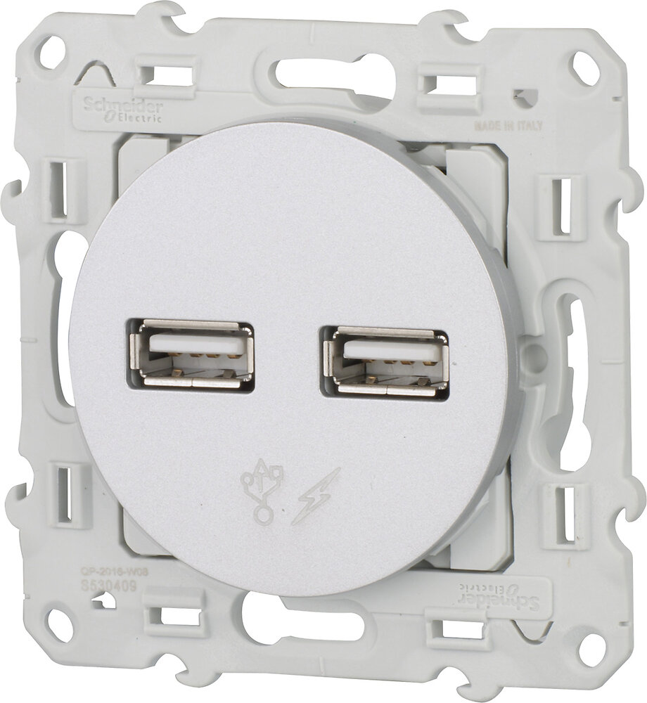 SCHNEIDER - Odace - double chargeur usb 2.1 A - blanc - large