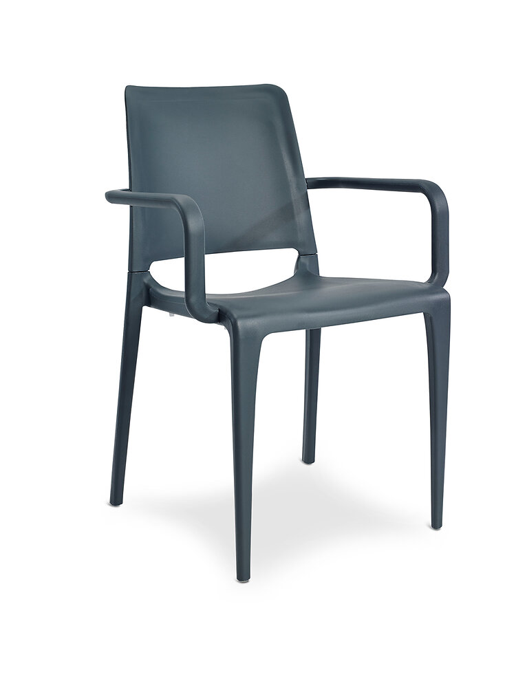fauteuil de jardin empilable en polypropylène renforcé gris - hall