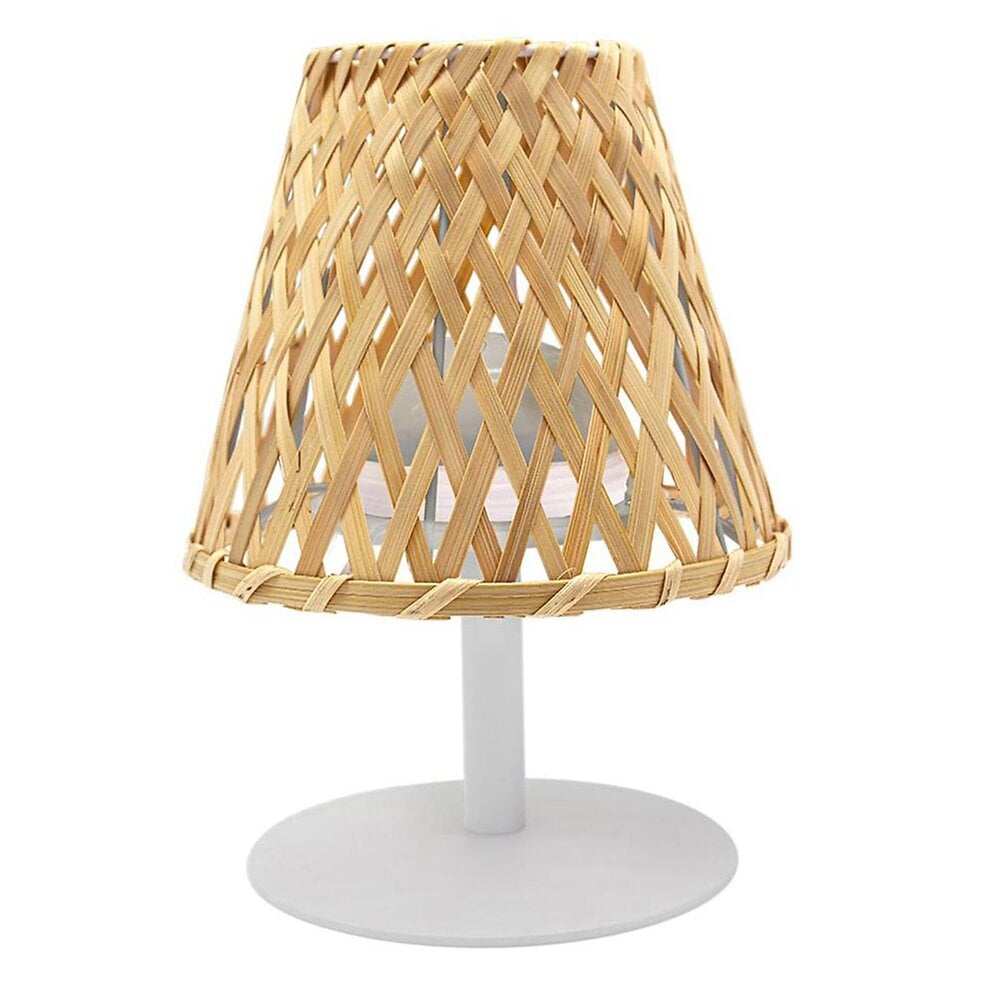 lampe de table sans fil led ibiza beige bambou h26cm