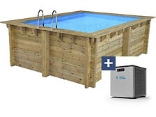 HABITAT ET JARDIN Piscine bois rectangle " Caimans  " - 4.10 x 3.00 x 1.24  m + ...