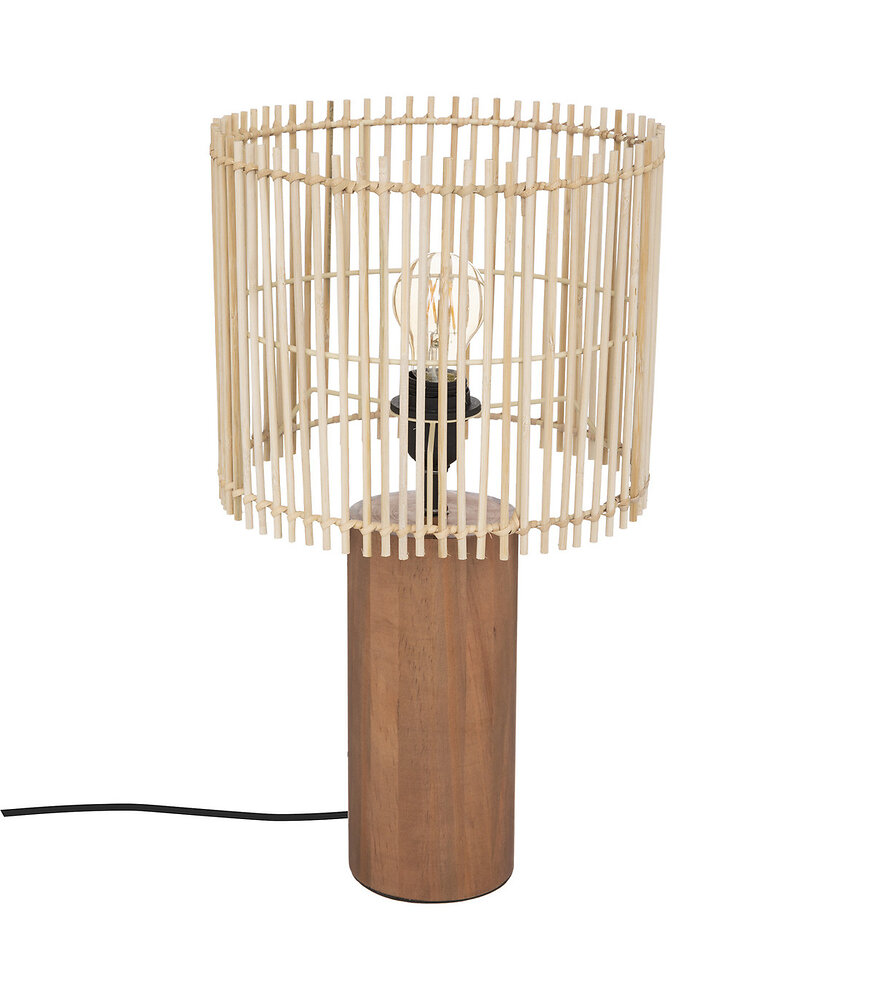 lampe à  poser en bois et bambou  d 27 cm