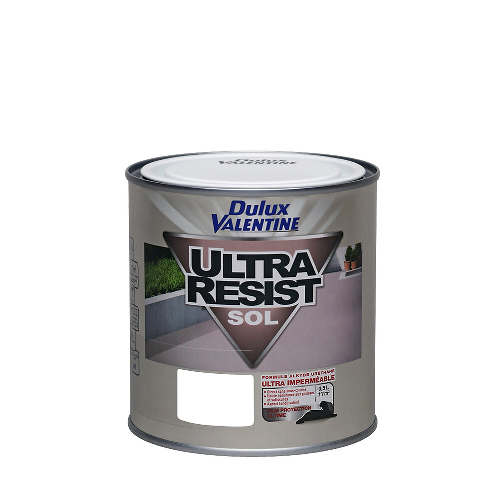 DULUX - Peinture résine ULTRA RESIST SOL SATIN Blanc 0.5L - large