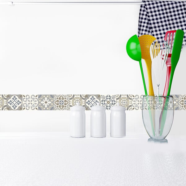 Frise Adhu00e9sive Borgatella - 5 X 300 Cm-carreaux De Ciment