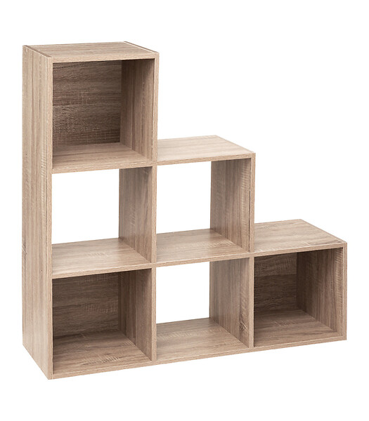 Meuble Étagère 9 cases de rangement coloris bois foncé style