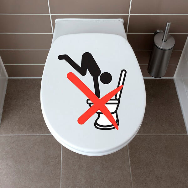 Sticker autocollant Attention aux toilettes ! 48x68cm - Décoration