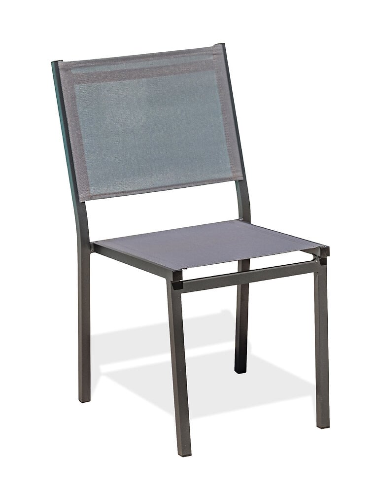 chaise de jardin empilable en aluminium et toile plastifiée anthracite - tolede