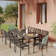 AVRIL PARIS Ensemble Table de jardin extensible aluminium 135/270cm + 10  ...