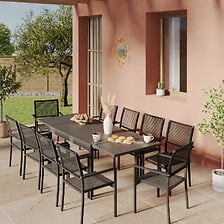 AVRIL PARIS Ensemble Table de jardin extensible aluminium 135/270cm + 10  ...