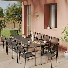 AVRIL PARIS Ensemble Table de jardin extensible aluminium 135/270cm + 10  ...