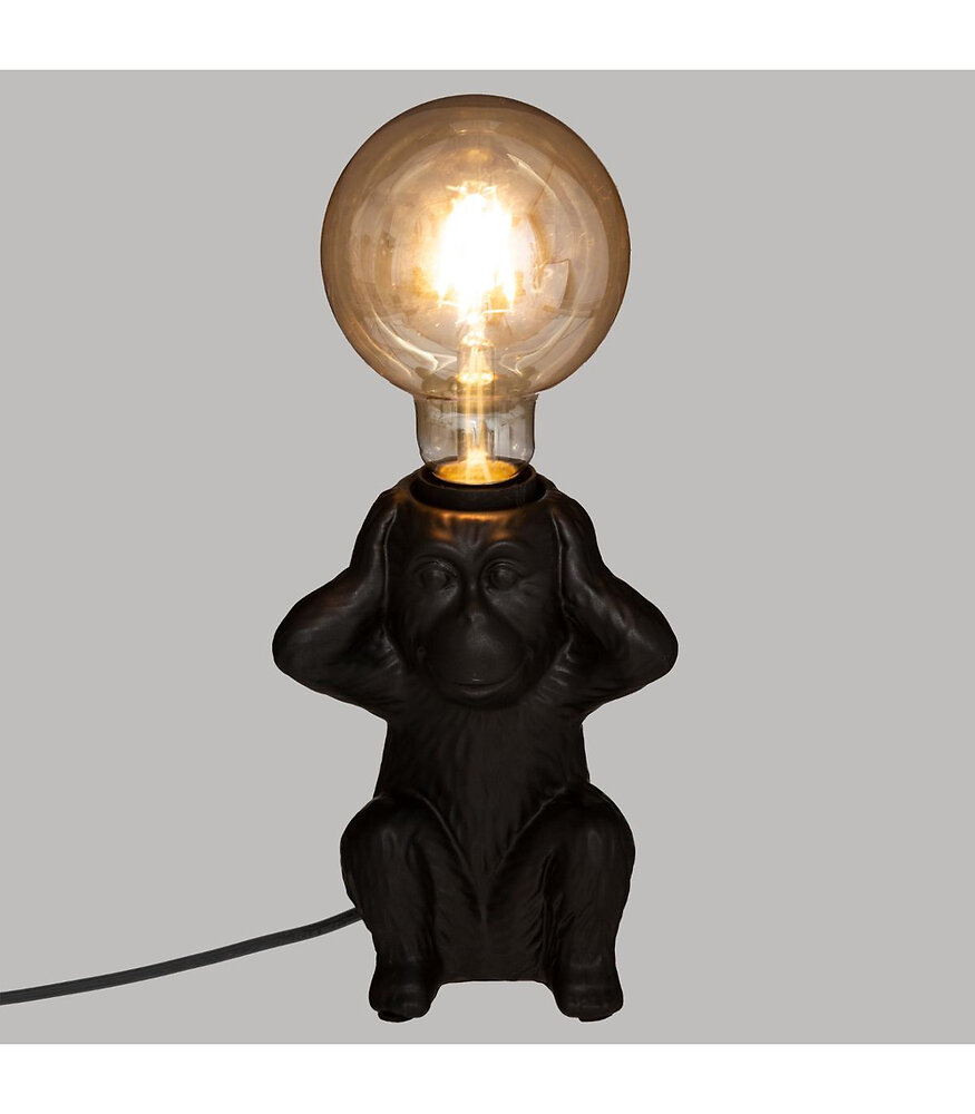 ATMOSPHERA - Lampe Socle Singe en Céramique Noire - large