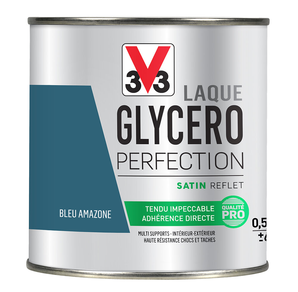 V33 PEINT - Peinture laque Glycéro - Bleu amazone - Satin - 0,5L - large