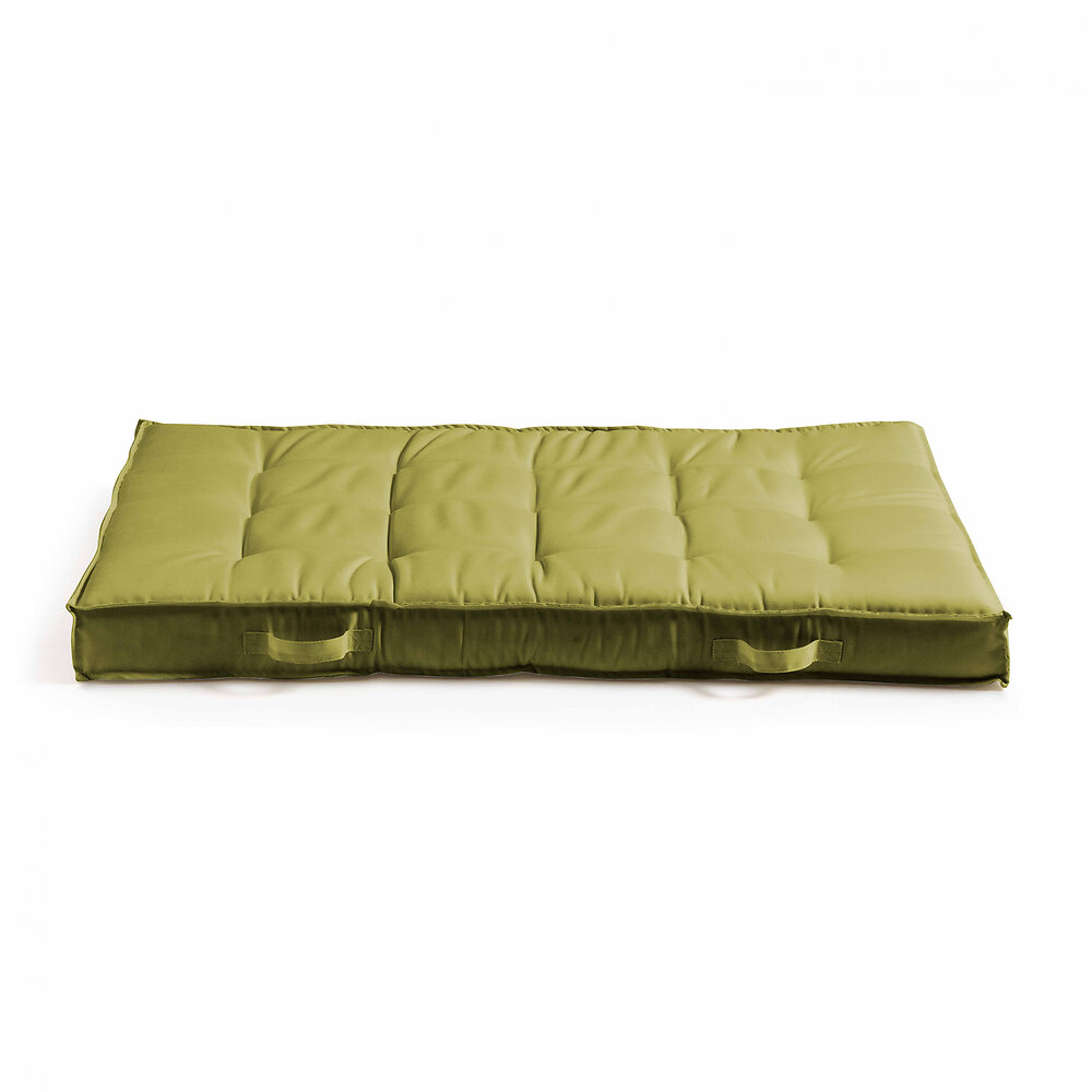 OVIALA - Coussin de sol ou d'assise matelassé polyester vert 120 x 80 x 12cm - large
