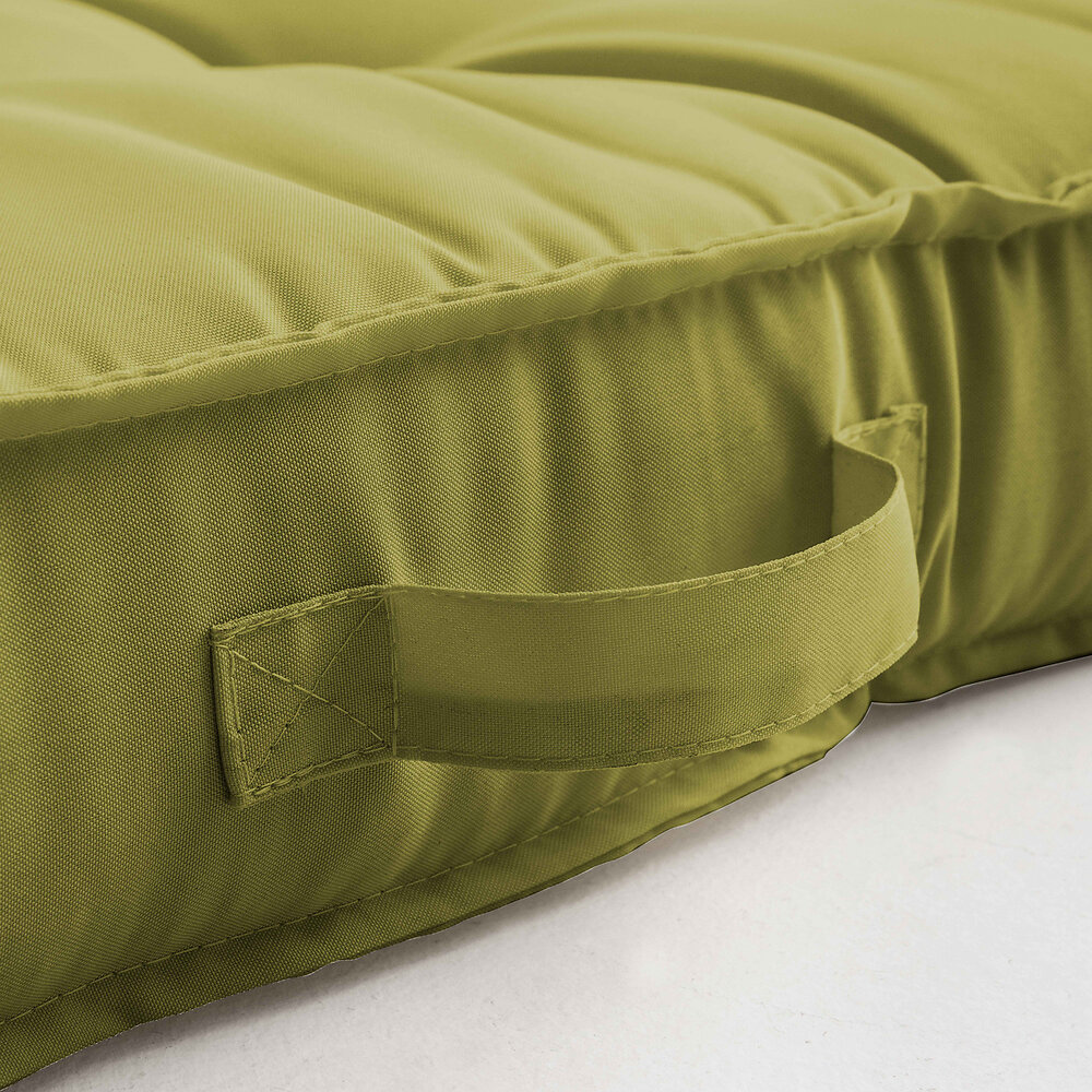 OVIALA - Coussin de sol ou d'assise matelassé polyester vert 120 x 80 x 12cm - large