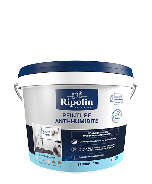 Peinture anti-humidité blanc satin Ripolin 2,5L + 20% gratuit
