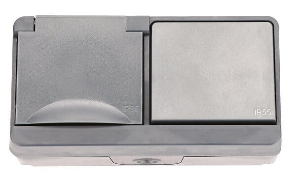 Prise va-et-vient étanche IP55 saillie Liberty Anthracite MC