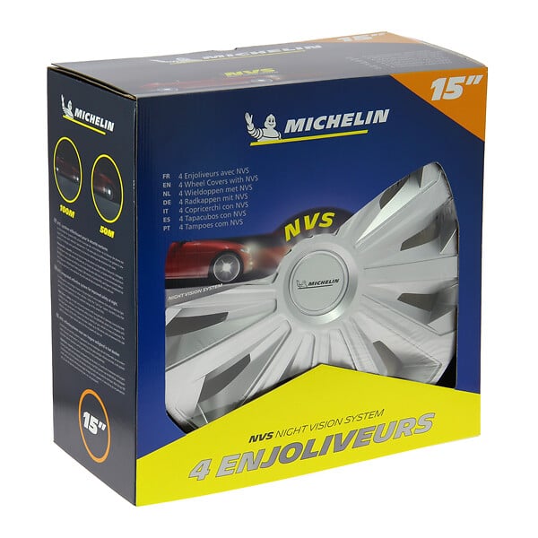 Michelin 009122 Caja de 4 Tapacubos NVS 3D Negro Edition, 15 Pulgadas